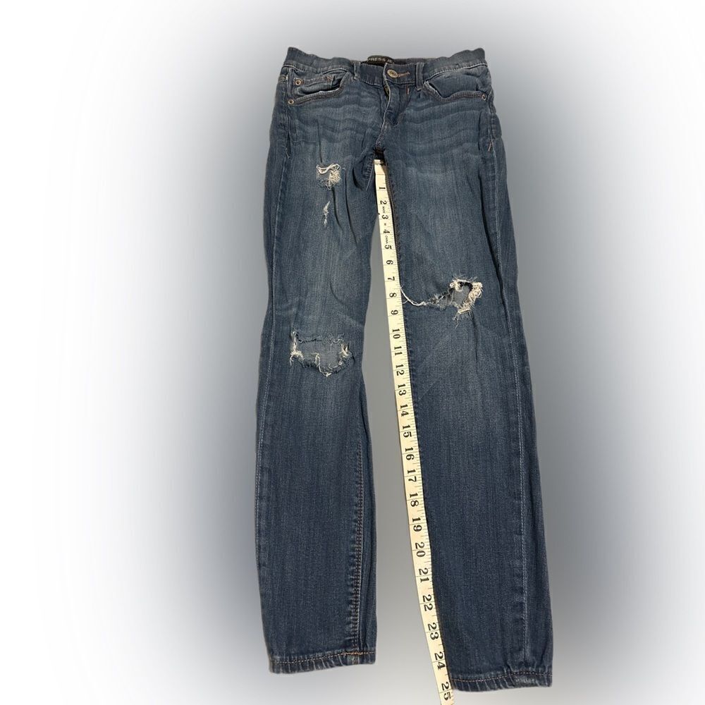Express Mid Rise Cropped Destructed Denim - Picture 3 of 8